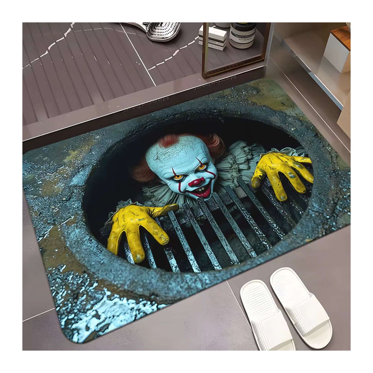 VIKAMA 3D-Clown-Fußmatte rutschfest und schmutzabweisend für Halloween und Heimdekoration - Bild 5