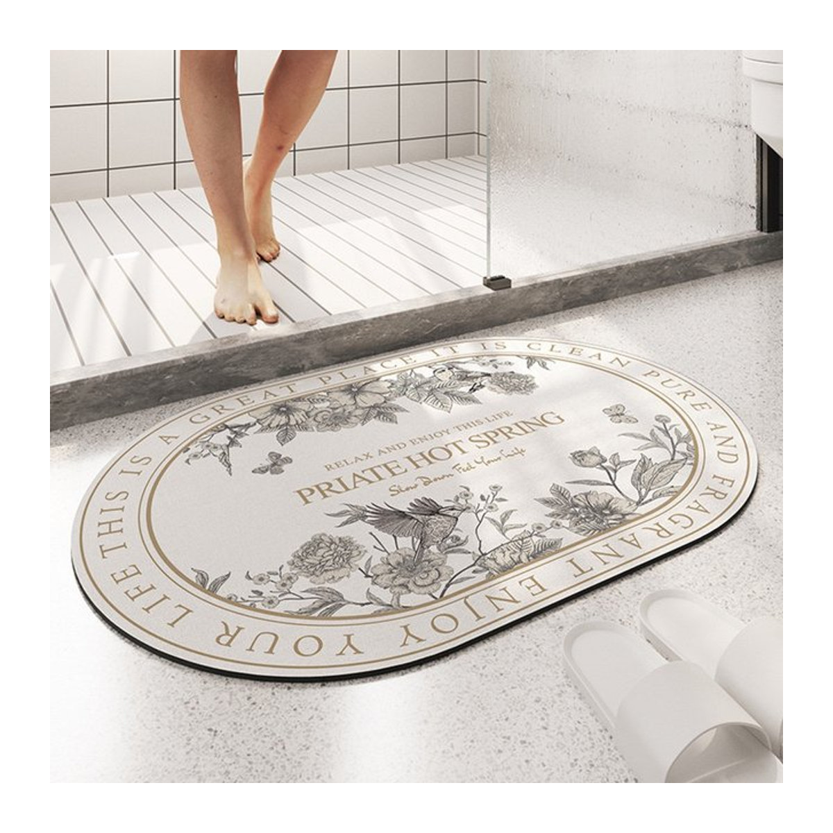 Vikama Badmatte modern und rutschfest, saugfähige und schnell trocknende Matte für das Badezimmer und die Toilette - Bild 1