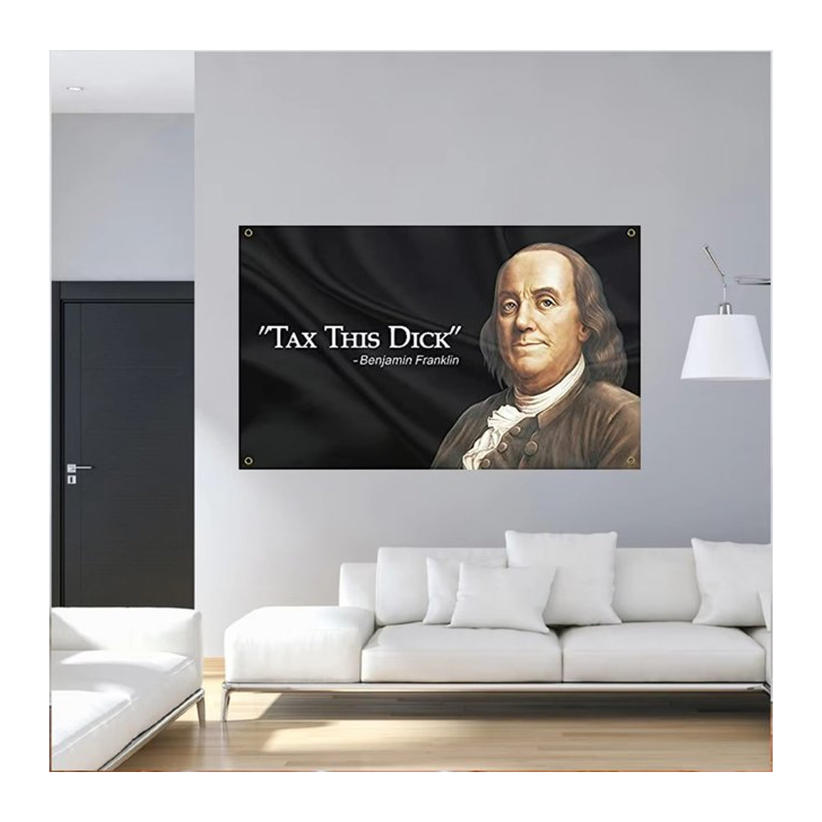 VIKAMA Benjamin Franklin Wandteppich im minimalistischen Vintage-Kunststil für Wohnzimmer, Büro oder Arbeitszimmer - Bild 1