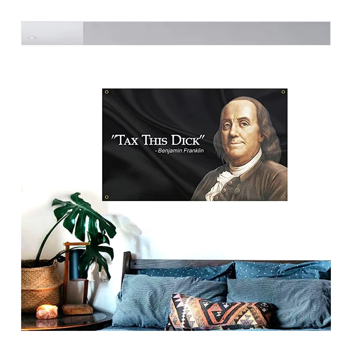 VIKAMA Benjamin Franklin Wandteppich im minimalistischen Vintage-Kunststil für Wohnzimmer, Büro oder Arbeitszimmer - Bild 2