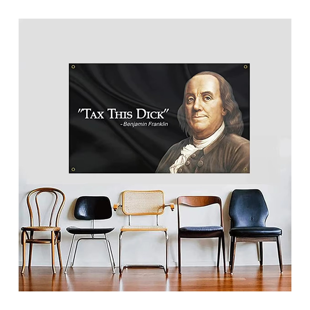 VIKAMA Benjamin Franklin Wandteppich im minimalistischen Vintage-Kunststil für Wohnzimmer, Büro oder Arbeitszimmer - Bild 3