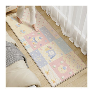 VIKAMA Bodenkissen mit Cartoon-Print in Creme und Mehrfarbig für Schlafzimmer und Wohnbereich