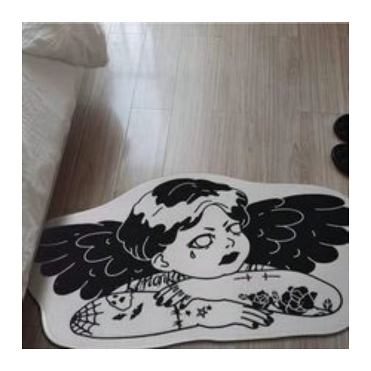 VIKAMA Dekorative Teppiche für das Teenager-Mädchenzimmer in Schwarz-Weiß, weich und bequem für den Hauseingang oder Nachttisch - Bild 4