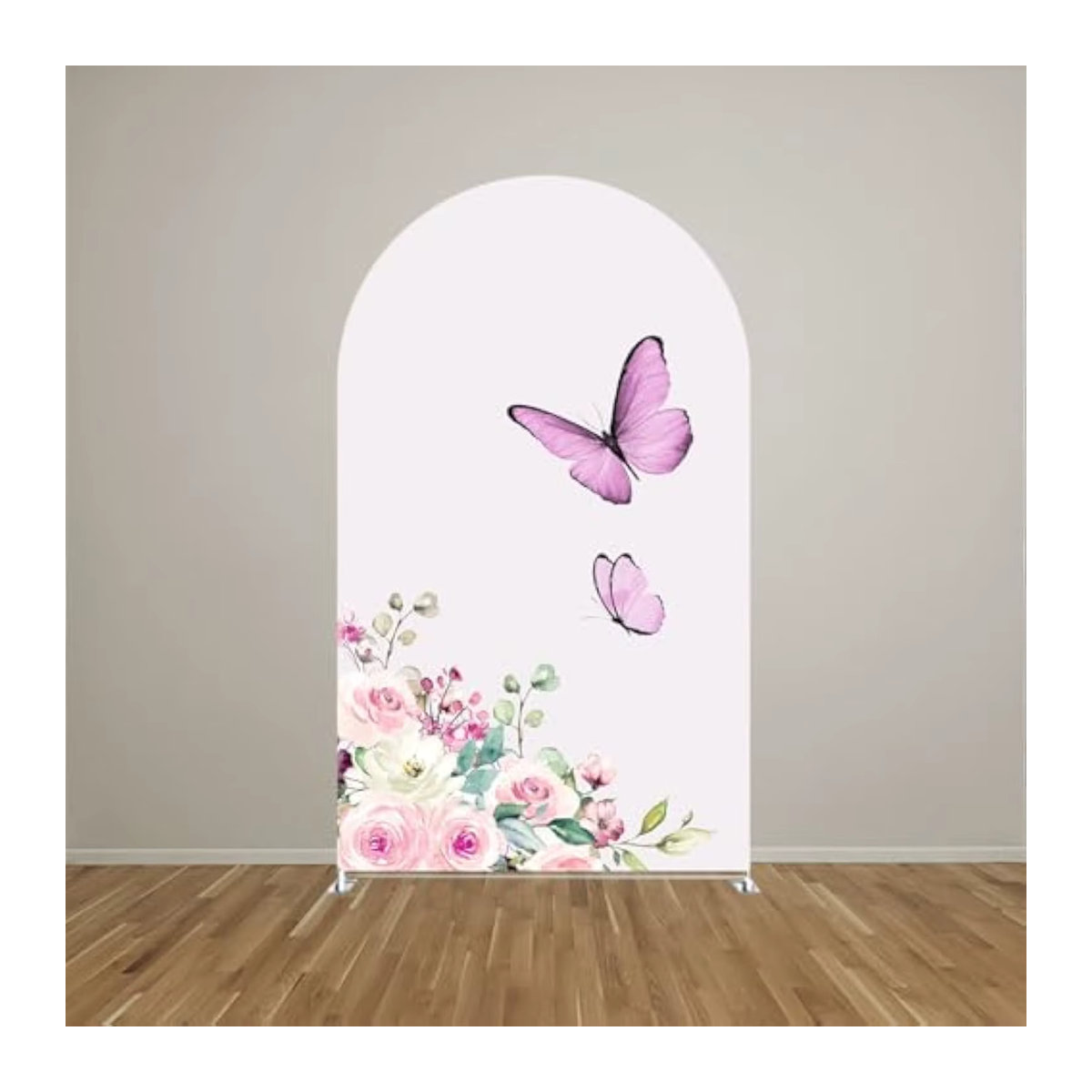 VIKAMA Doppelseitige Bogenrahmen Abdeckung mit Schmetterling-Motiv in Lila für deine Geburtstagsparty, B/H: 120 x 50 cm - Bild 2