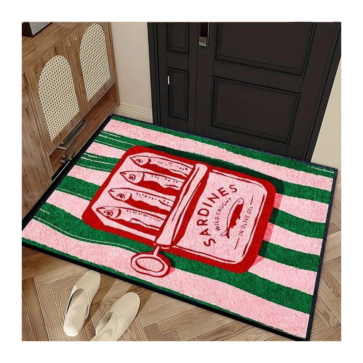 VIKAMA Fußmatte mit Sardinenbüchsen-Muster, isolierend und warmhaltend, Multicolor, B/T: 60 x 40 cm - Bild 1