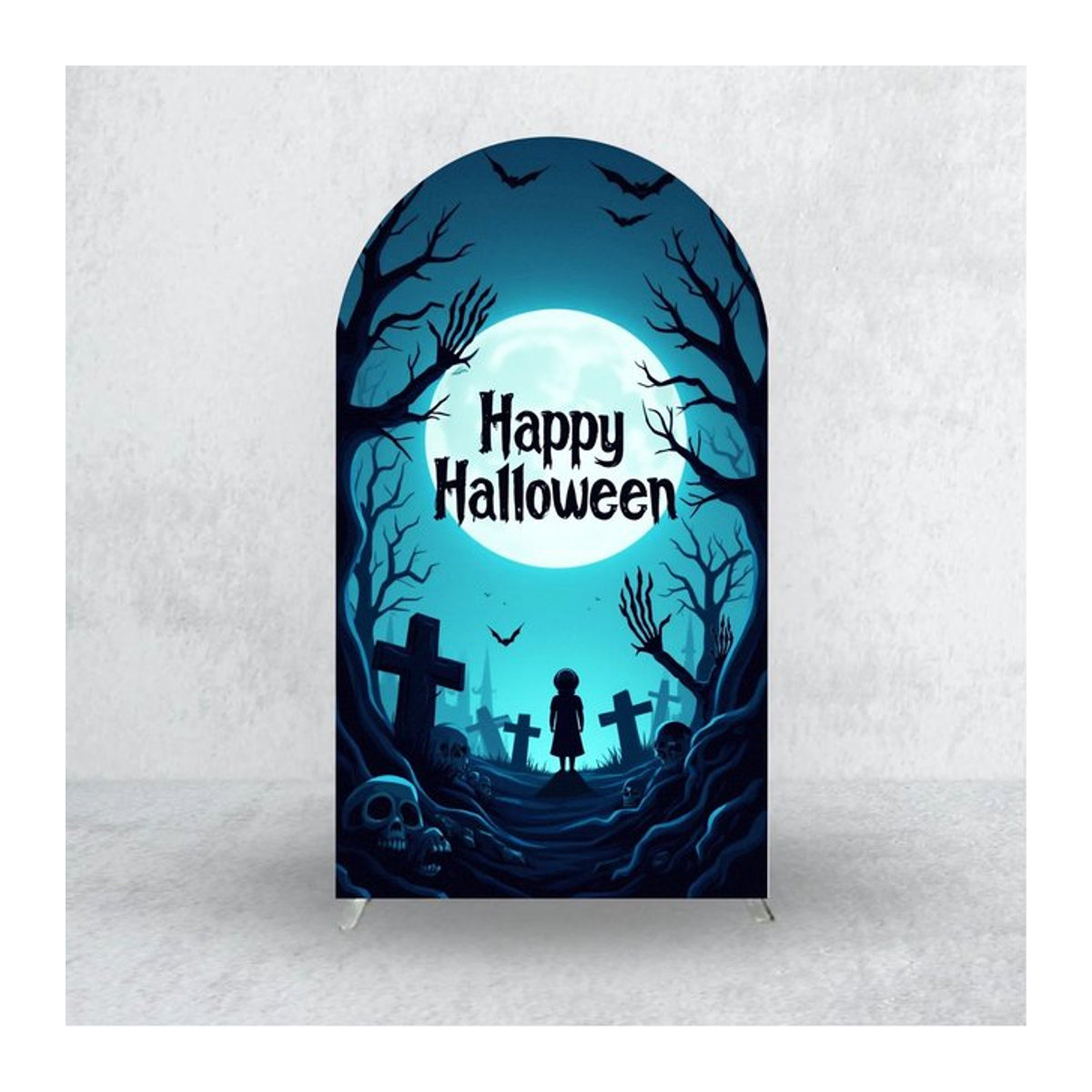 VIKAMA Halloween Bogen-Hintergrundbezug aus elastischem Stoff für deine Feiertagsdekoration, B/H: 120 x 50 cm - Bild 1