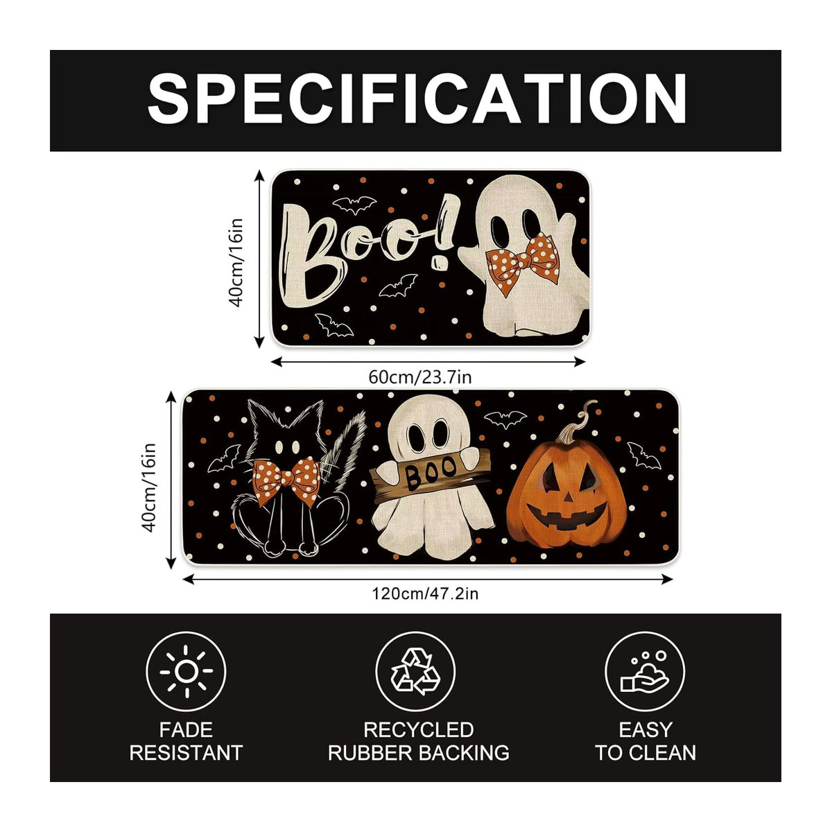 VIKAMA Halloween Küchen-Bodenmatte als Flur- und Türmatte für Innen und Außen, Multicolor - Bild 2