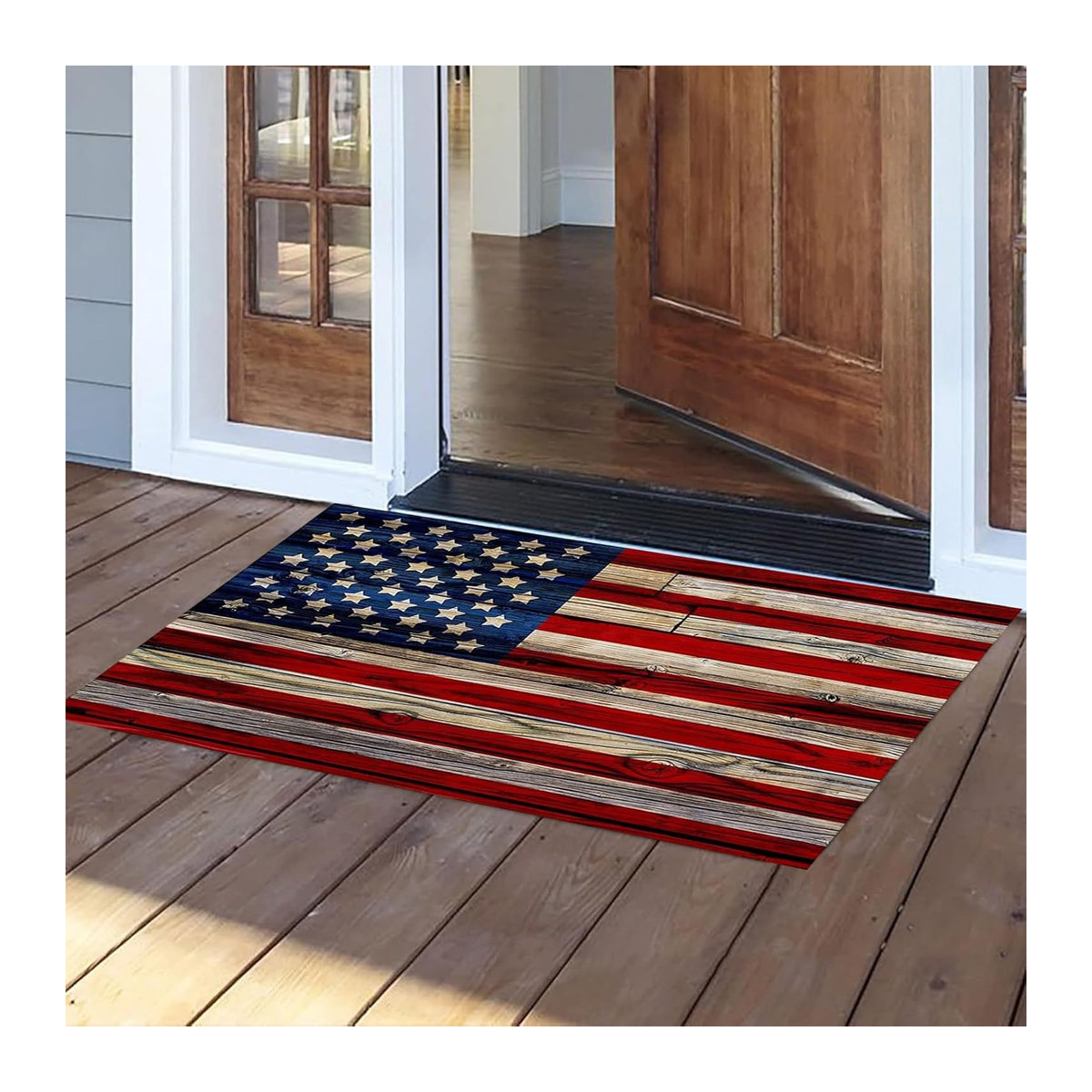 VIKAMA Rutschfeste Bodenmatte mit amerikanischem Flaggenmuster für Innen- und Außenbereich, B/B: 40 x 60 cm - Bild 1