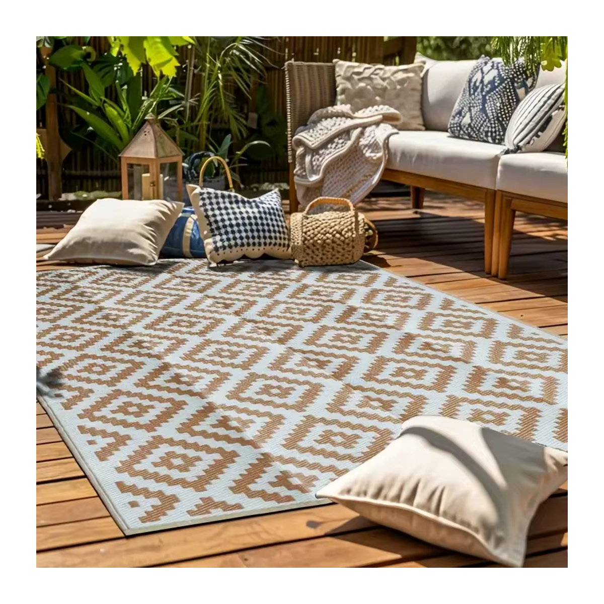 VIKAMA Sommer-Außenmatte faltbar für Terrasse, Camping und Picknick, maschinenwaschbar, B/T: 120 x 80 cm - Bild 2