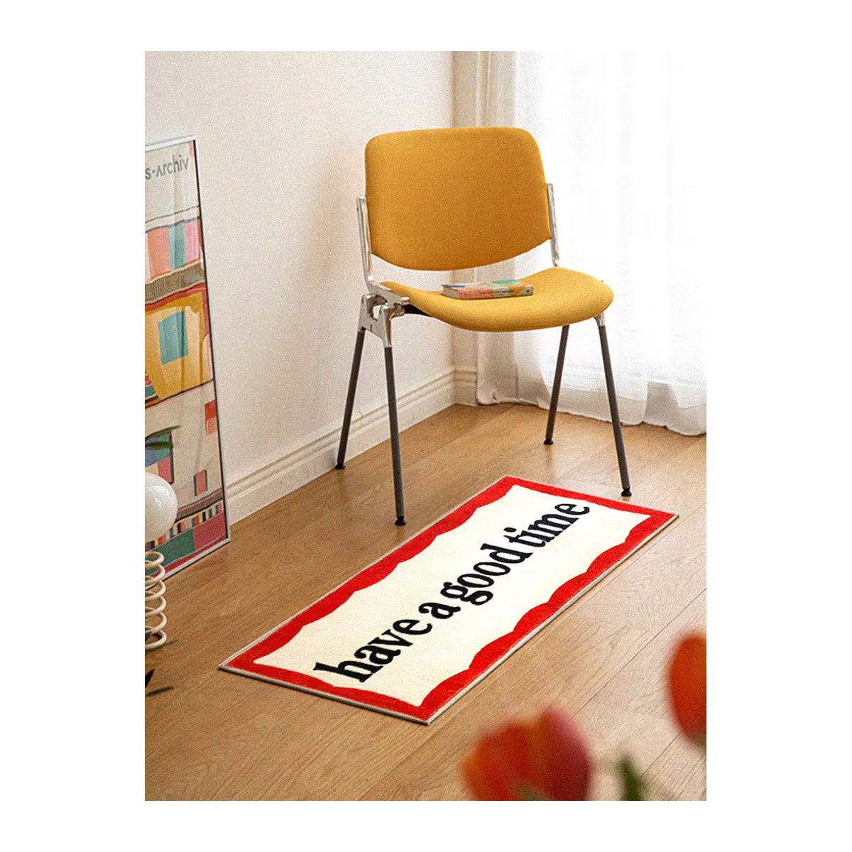 VIKAMA Teppich in Rot mit Streifen-Design für Schlafzimmer und Garderobe - Bild 2