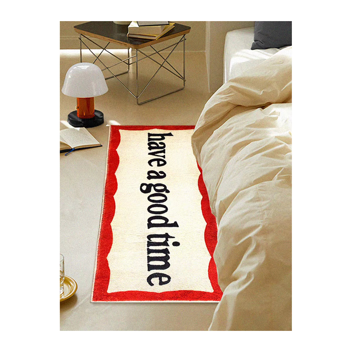 VIKAMA Teppich in Rot mit Streifen-Design für Schlafzimmer und Garderobe - Bild 3