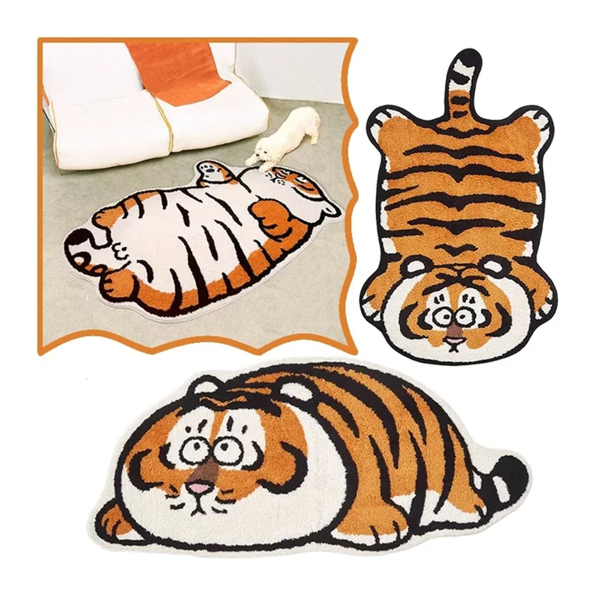 VIKAMA Teppich mit Cartoon Tiger Design, rund, mehrfarbig, saugfähig und dekorativ für Badezimmer oder Wohnzimmer - Bild 1