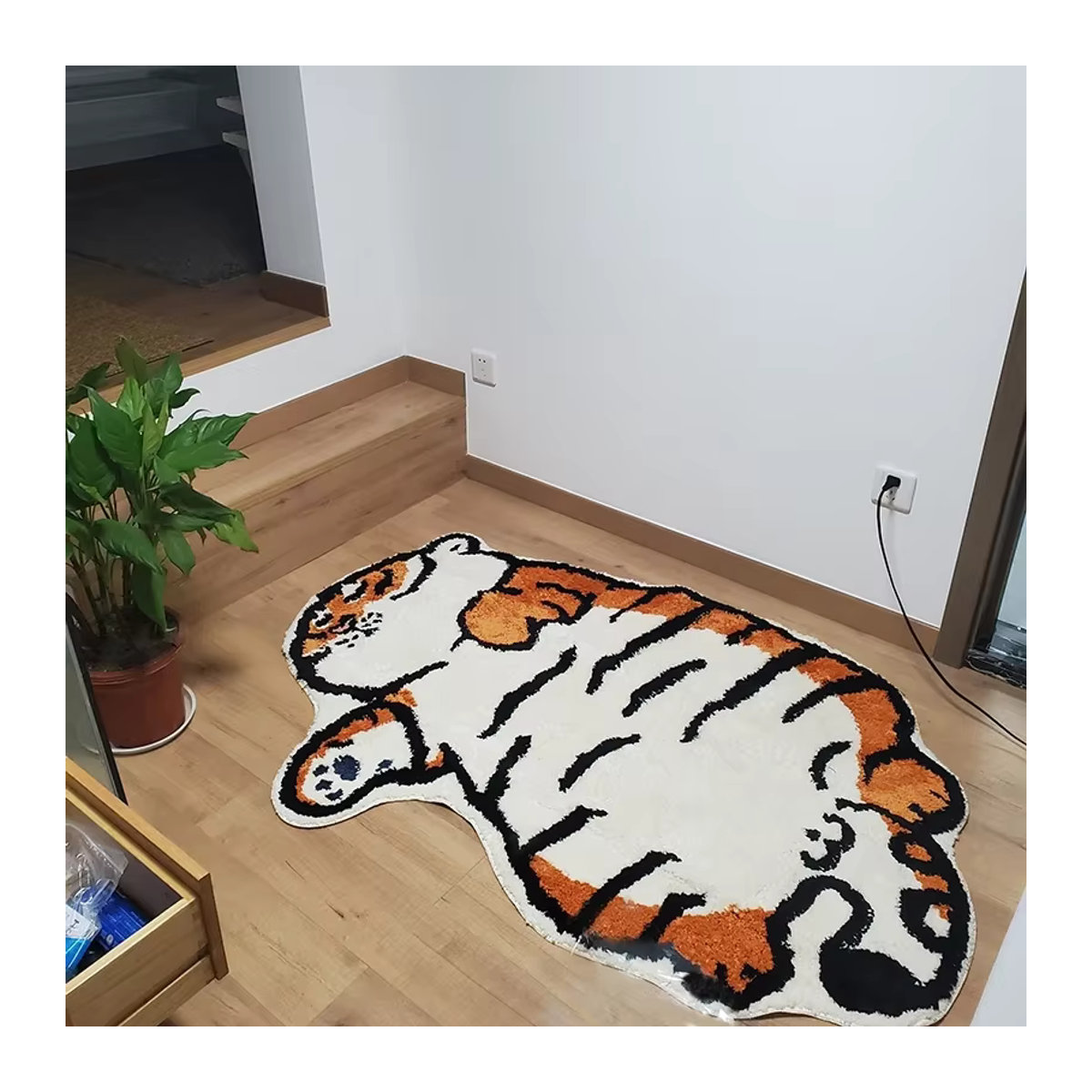 VIKAMA Teppich mit Cartoon Tiger Design, rund, mehrfarbig, saugfähig und dekorativ für Badezimmer oder Wohnzimmer - Bild 2