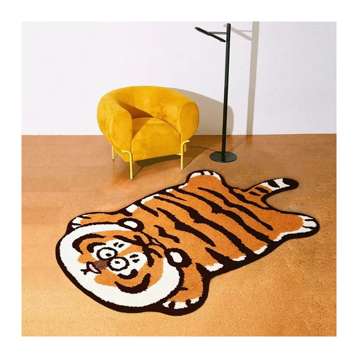 VIKAMA Teppich mit Cartoon Tiger Design, rund, mehrfarbig, saugfähig und dekorativ für Badezimmer oder Wohnzimmer - Bild 3