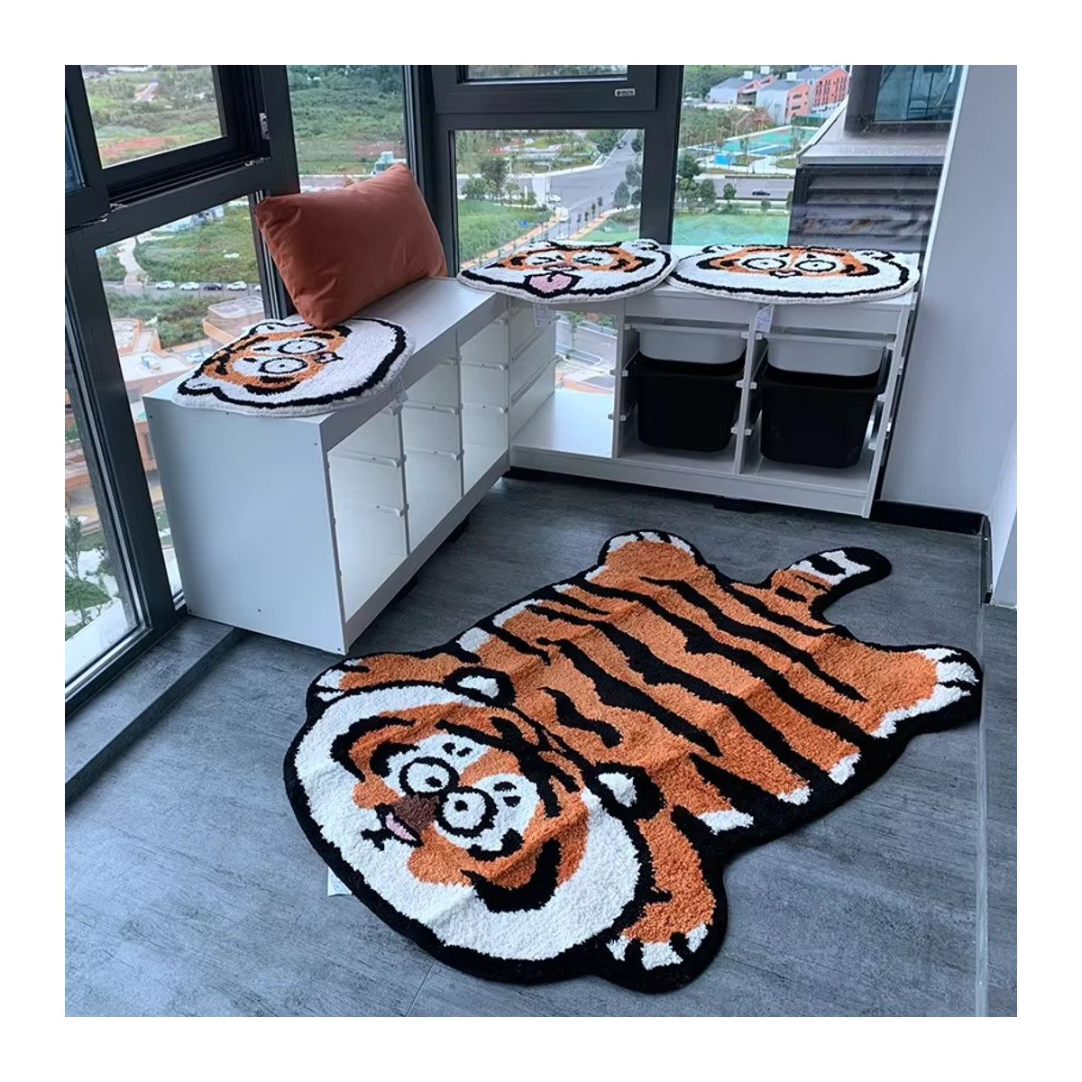 VIKAMA Teppich mit Cartoon Tiger Design, rund, mehrfarbig, saugfähig und dekorativ für Badezimmer oder Wohnzimmer - Bild 4
