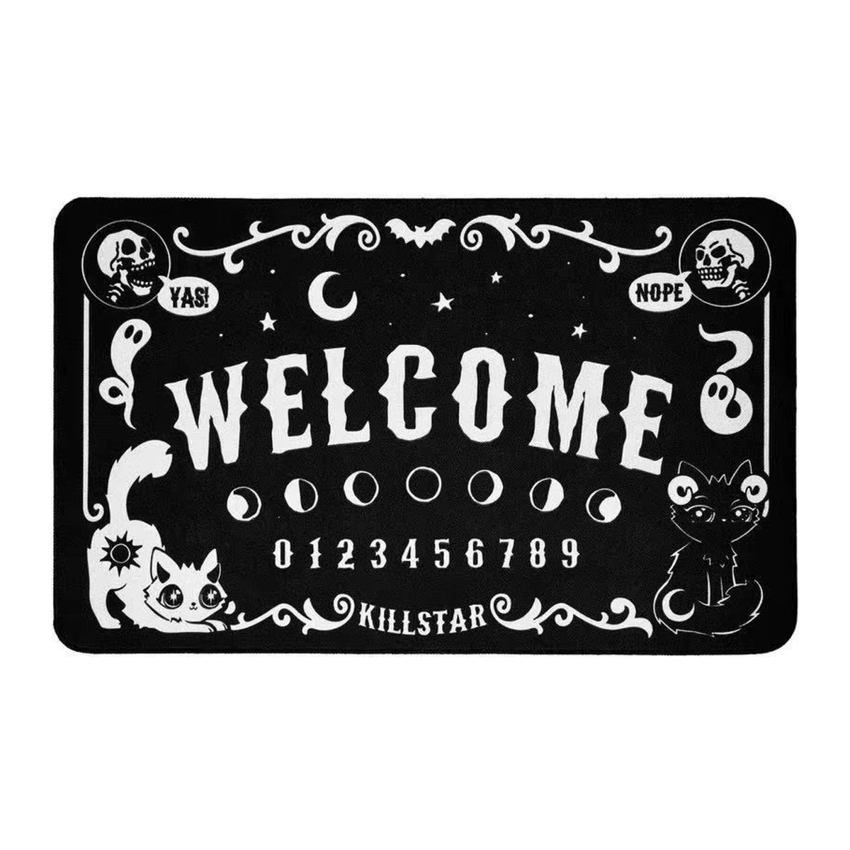 VIKAMA Teppich mit Gothic Dark Cute Cat Design in Schwarz, rutschfeste und schmutzabweisende Matte für Wohnzimmer, Indoor und Outdoor - Bild 3