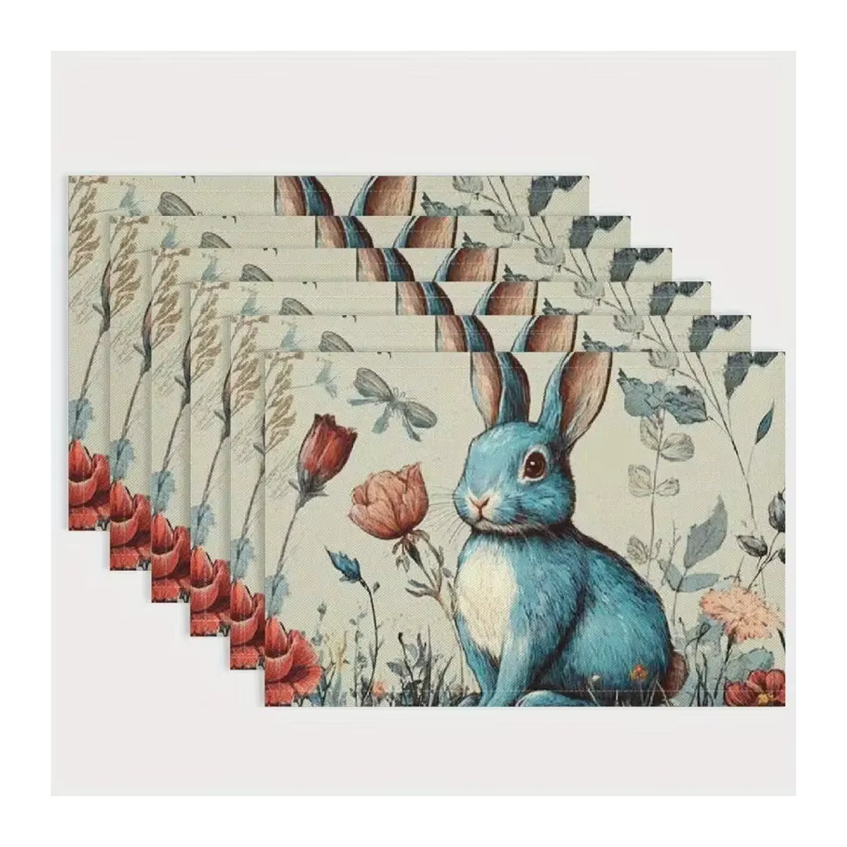 VIKAMA Tischsets aus Polyester-Leinen mit floralem Design, rutschfeste Esstischmatten für deine Küche - Bild 1