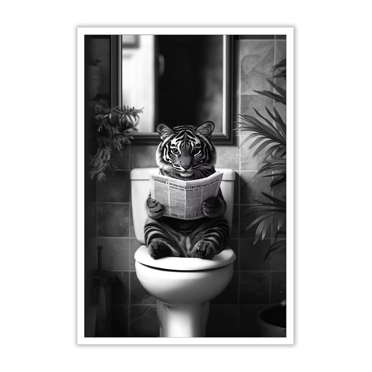 VIKAMA Wandkunst Badezimmer Leinwandposter mit Tierdruck in Schwarz-Weiß, rahmenlos, Breite: 40,0 cm, Höhe: 30,0 cm, Tiefe: 30,0 cm - Bild 2