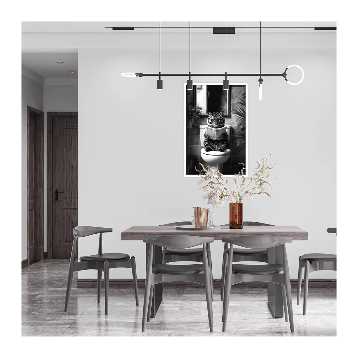 VIKAMA Wandkunst Badezimmer Leinwandposter mit Tierdruck in Schwarz-Weiß, rahmenlos, Breite: 40,0 cm, Höhe: 30,0 cm, Tiefe: 30,0 cm - Bild 3