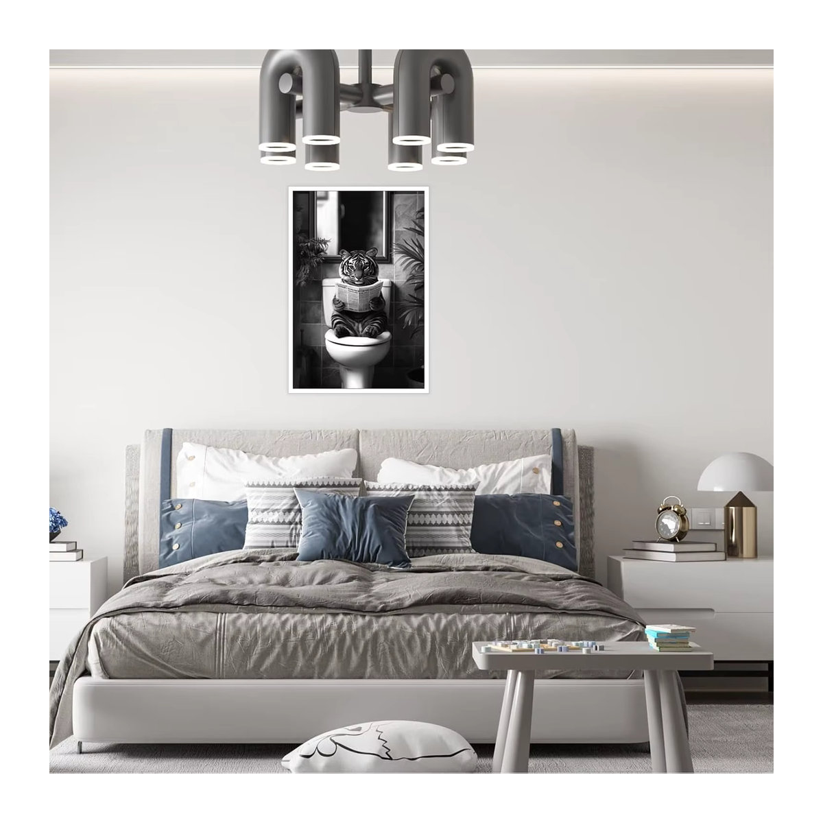 VIKAMA Wandkunst Badezimmer Leinwandposter mit Tierdruck in Schwarz-Weiß, rahmenlos, Breite: 40,0 cm, Höhe: 30,0 cm, Tiefe: 30,0 cm - Bild 4