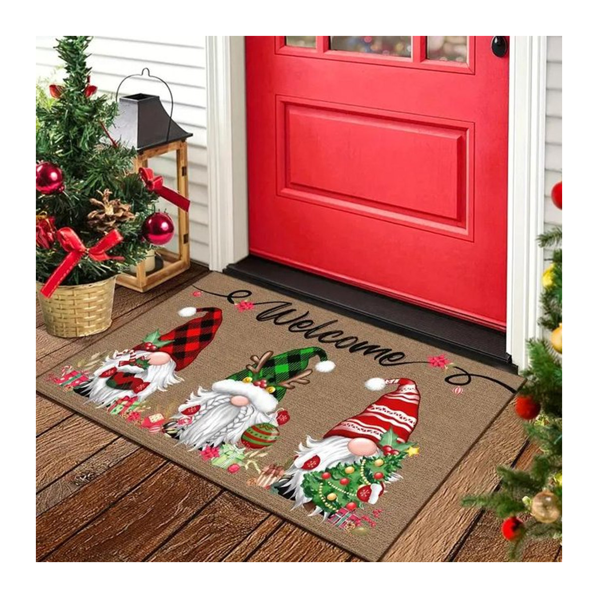 VIKAMA Weihnachts-Gnom Willkommens-Fußmatte, rutschfest für Innen und Außen, Multicolor, B/T: 60 x 40 cm - Bild 1
