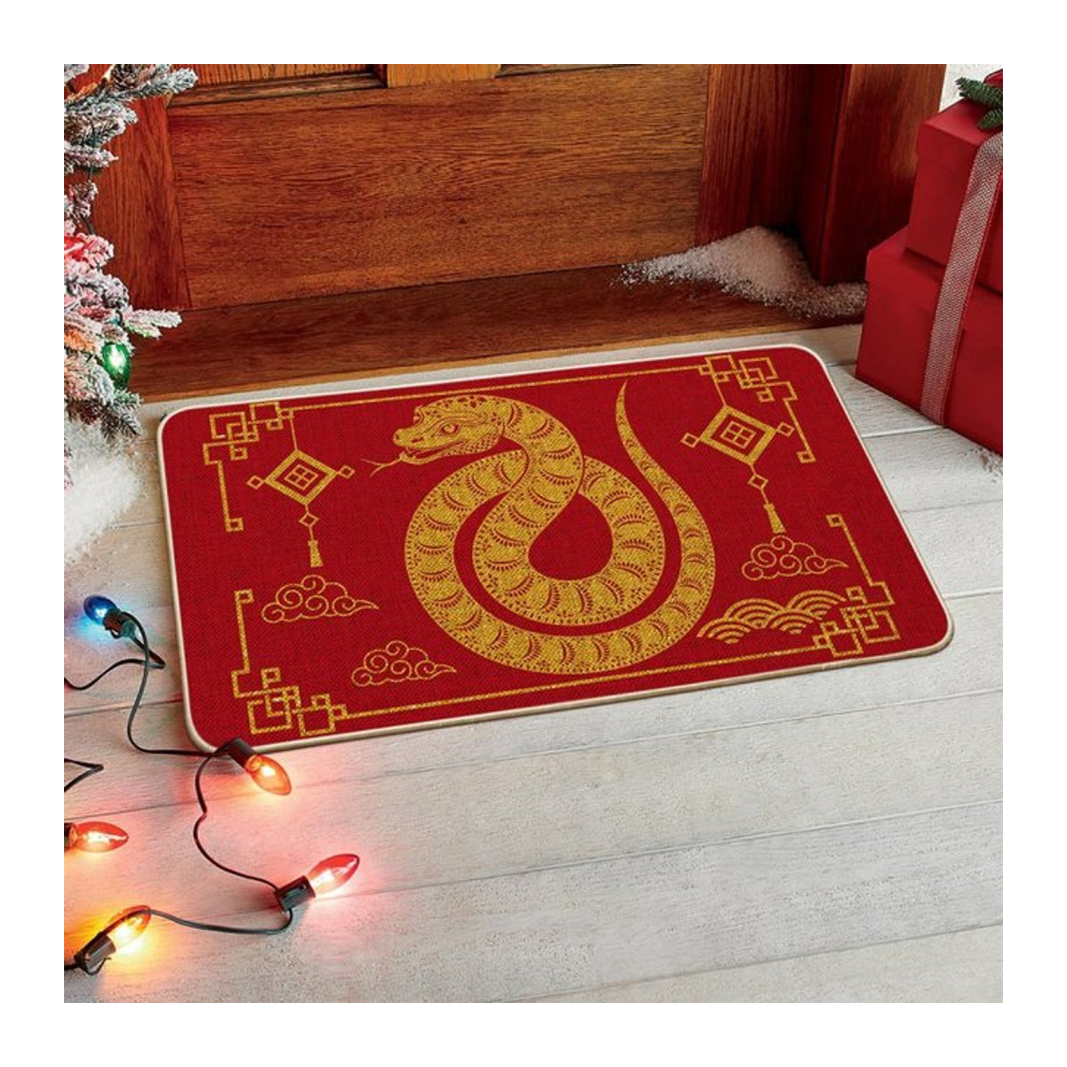 VIKAMA2025 Fußmatte Chinesisches Sternzeichen Schlange Mond Neujahr Home Decor Rot - Bild 1
