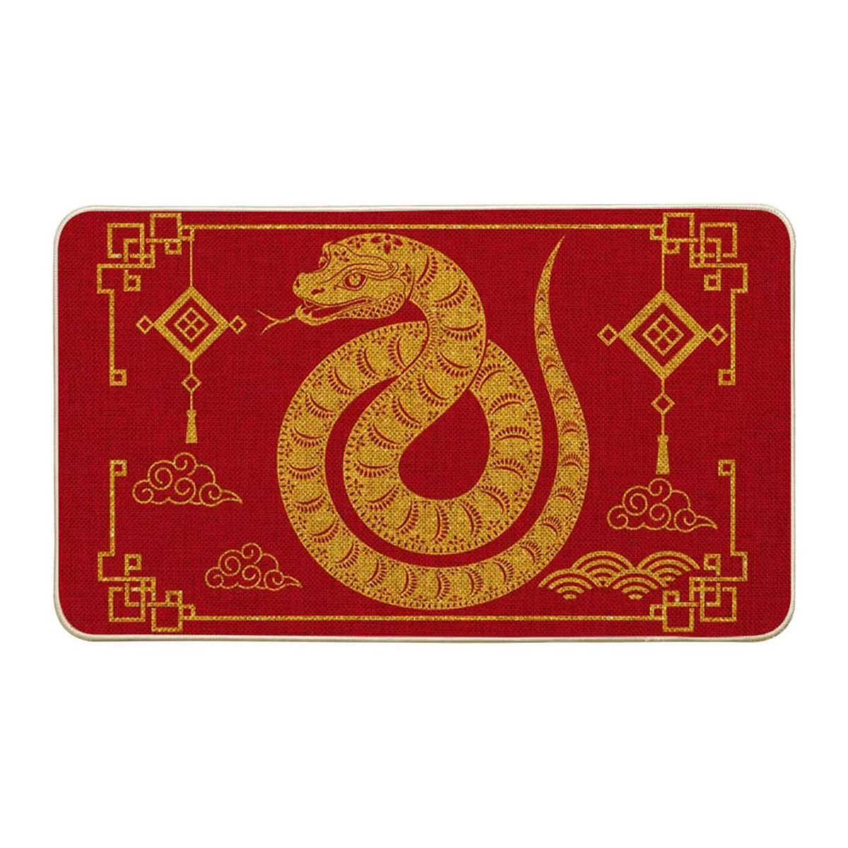VIKAMA2025 Fußmatte Chinesisches Sternzeichen Schlange Mond Neujahr Home Decor Rot - Bild 4