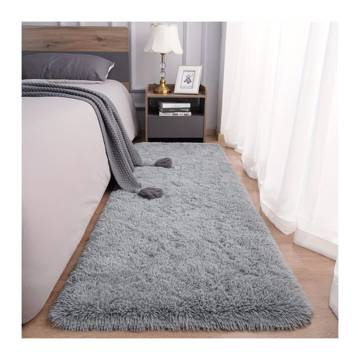 Vikamal Weicher Plüsch Teppich für Wohnzimmer und Schlafzimmer in Schwarz, Maschinenwaschbar - Bild 1