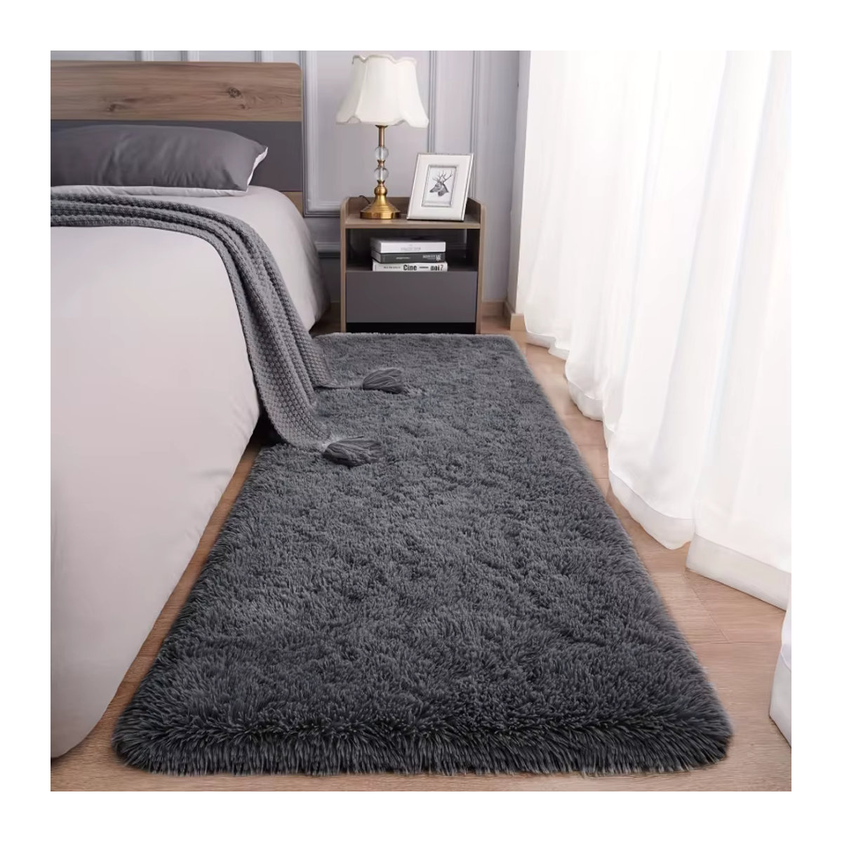 Vikamal Weicher Plüsch Teppich für Wohnzimmer und Schlafzimmer in Schwarz, Maschinenwaschbar - Bild 2