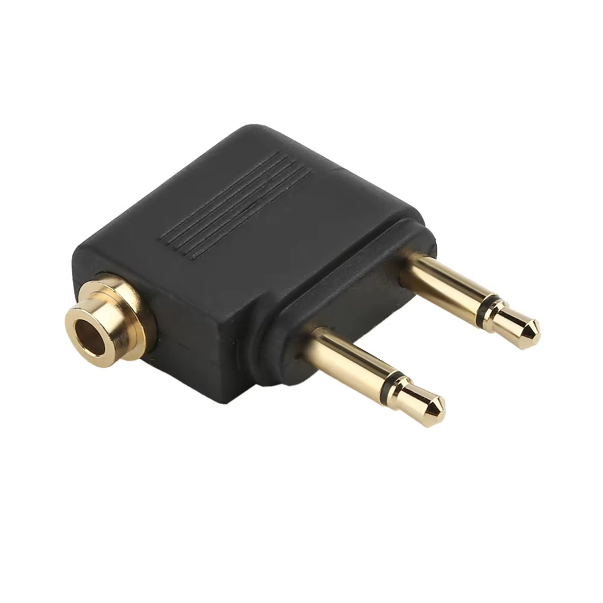 VIKEFON Dual 3,5mm Audio Adapter Jack Kopfhörer Konverter für Airline Flugzeug Reise in Schwarz aus Metall - Bild 4