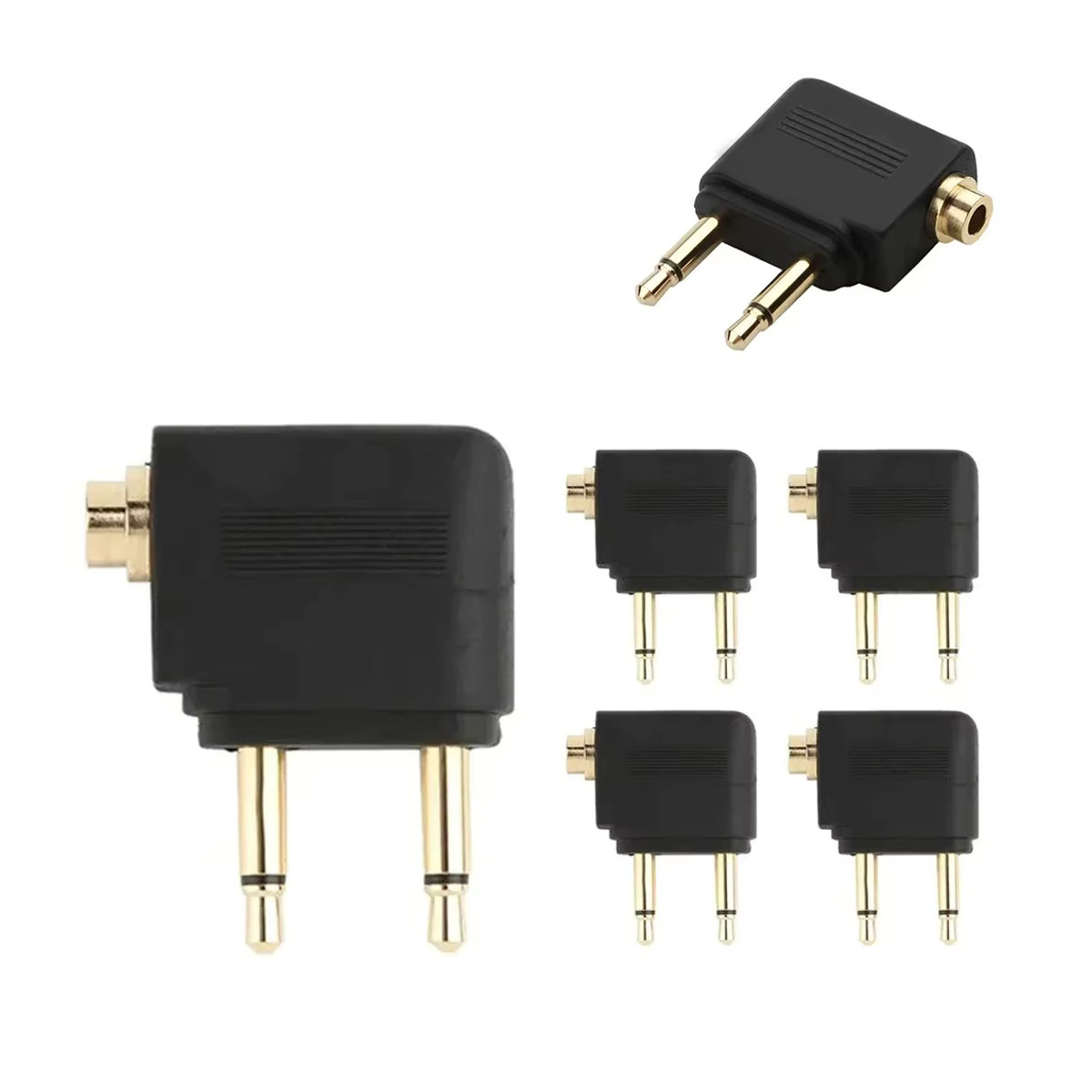 VIKEFON Dual 3,5mm Audio Adapter Jack Kopfhörer Konverter für Airline Flugzeug Reise in Schwarz aus Metall - Bild 7