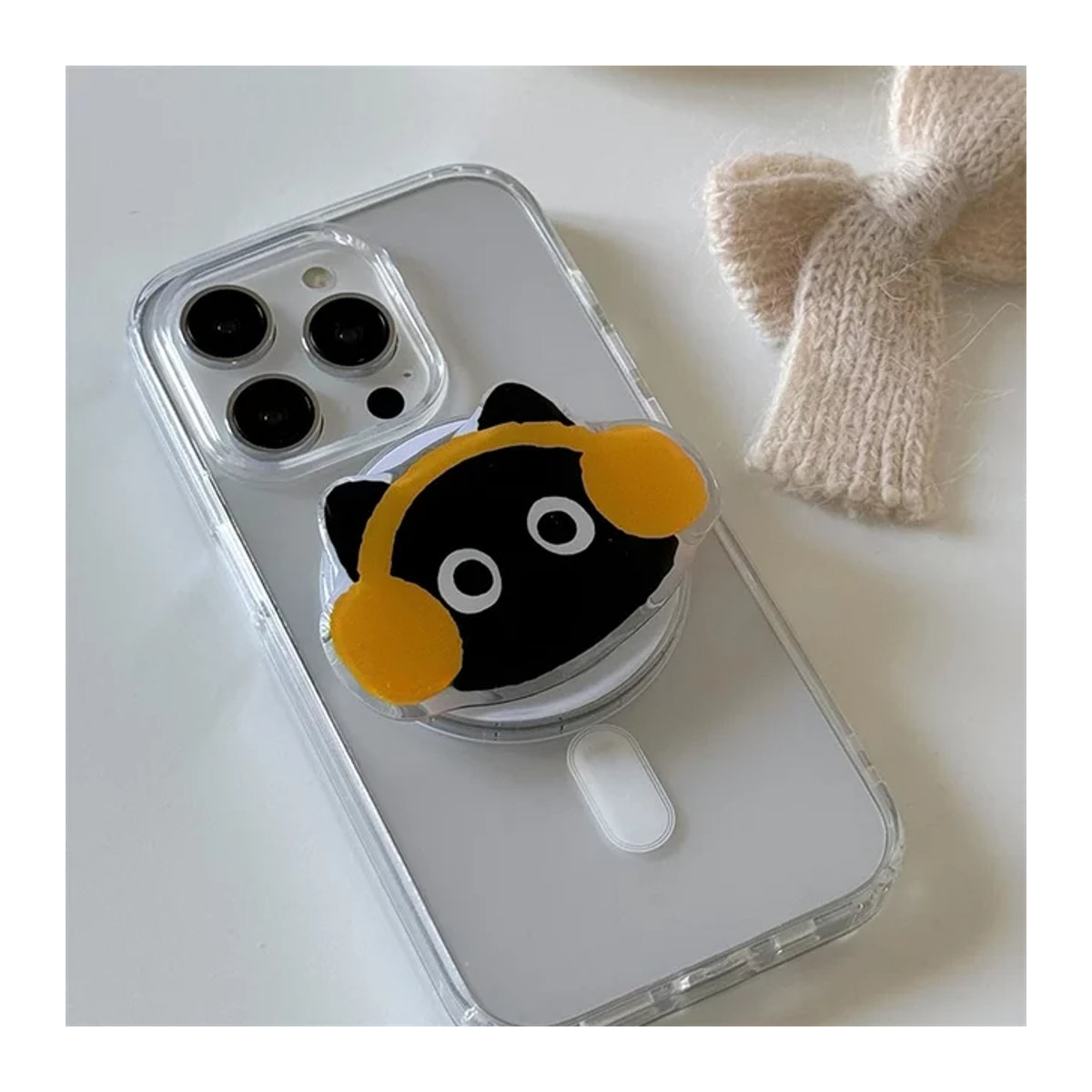 VIKEFON Magnetischer Telefonhalter Schwarze Katze Desktop Lazy Grip Tok Mount für MagSafe iPhone 16 15 14 13 12 und MagSafe Handyhüllen, Schwarz - Bild 1