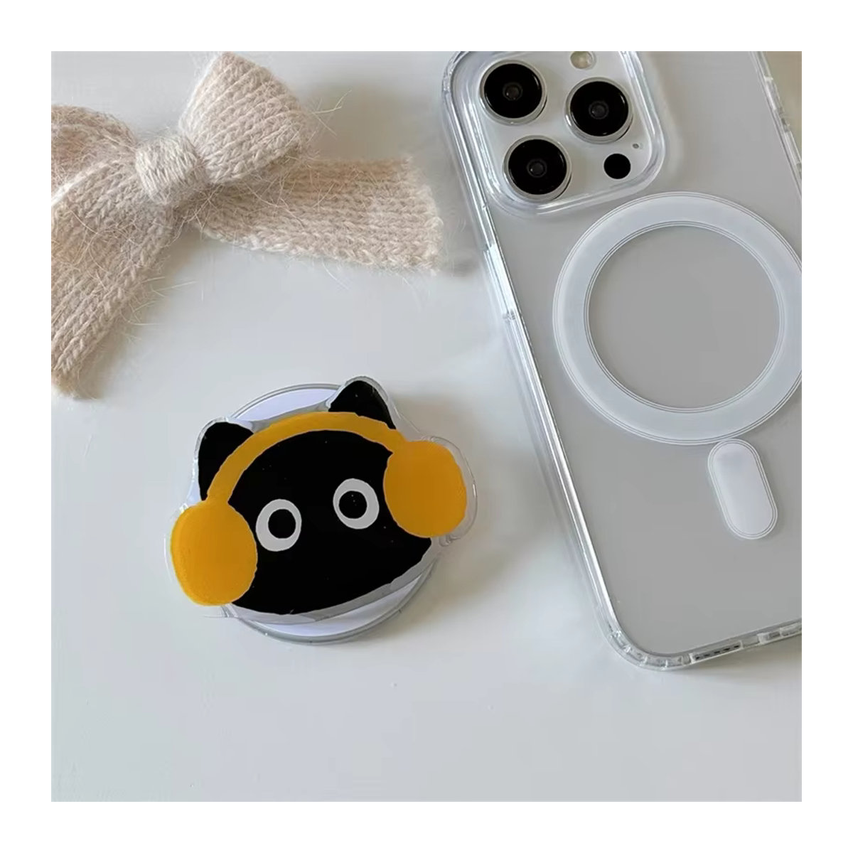 VIKEFON Magnetischer Telefonhalter Schwarze Katze Desktop Lazy Grip Tok Mount für MagSafe iPhone 16 15 14 13 12 und MagSafe Handyhüllen, Schwarz - Bild 6