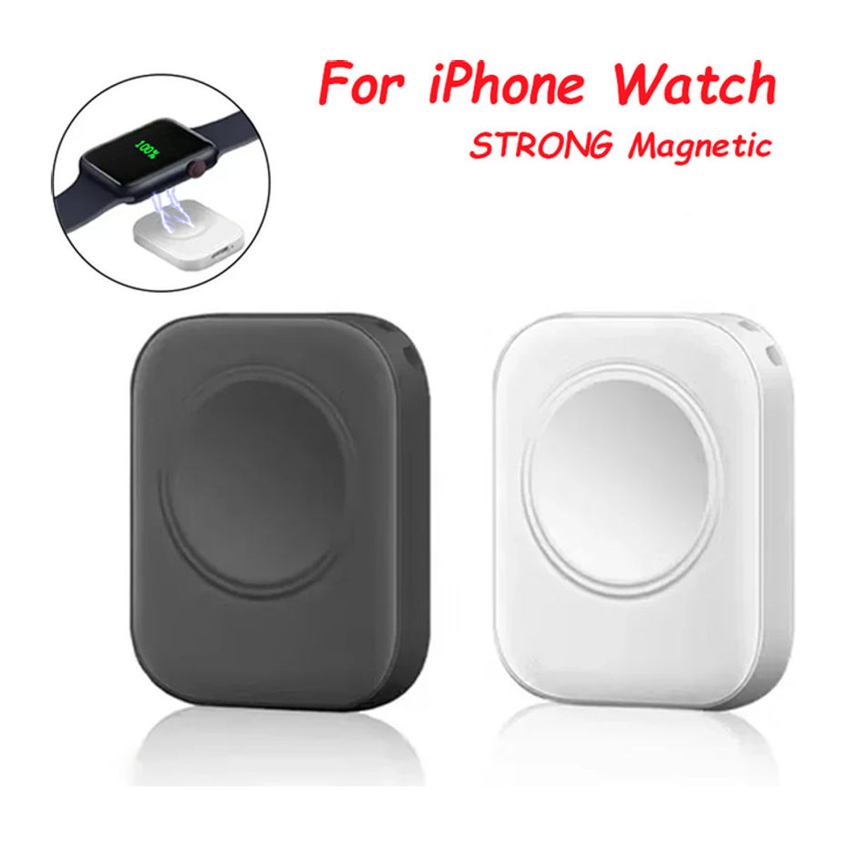 VIKEFON Magnetisches kabelloses Schnellladegerät für iPhone und Apple Watch Serie 9, 8, 7, 6, 5, SE mit Typ C Anschluss in Schwarz/Weiß - Bild 1