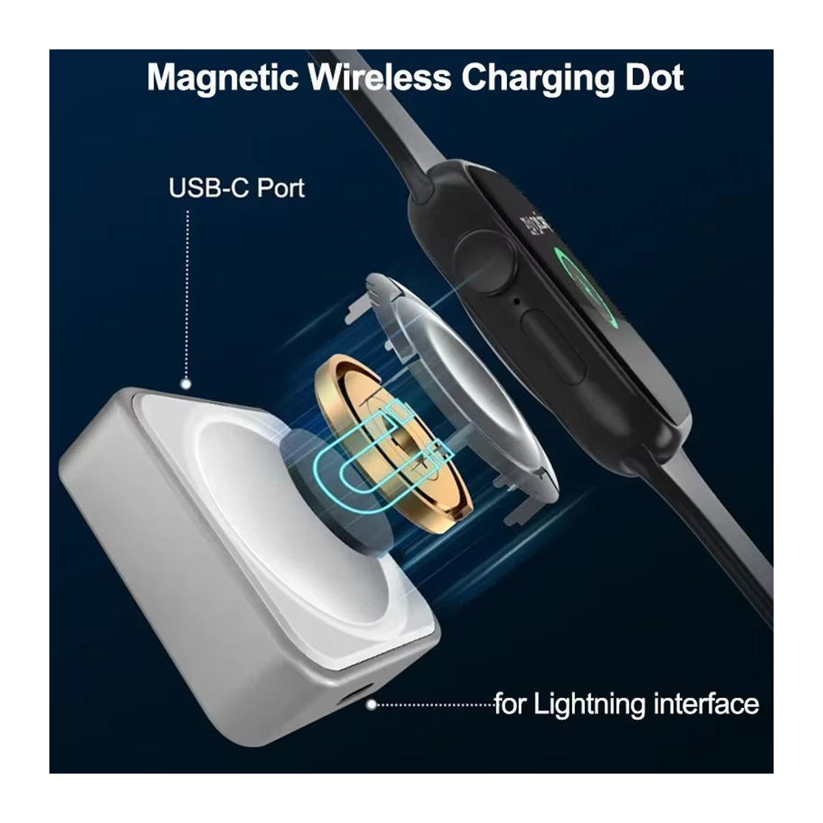 VIKEFON Magnetisches kabelloses Schnellladegerät für iPhone und Apple Watch Serie 9, 8, 7, 6, 5, SE mit Typ C Anschluss in Schwarz/Weiß - Bild 2