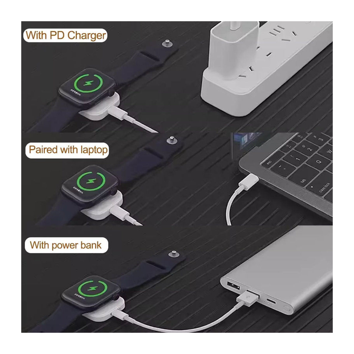VIKEFON Magnetisches kabelloses Schnellladegerät für iPhone und Apple Watch Serie 9, 8, 7, 6, 5, SE mit Typ C Anschluss in Schwarz/Weiß - Bild 5