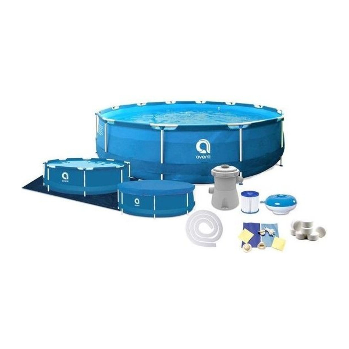 Viking Choice Avenli Aufstellpool Komplettset in Blau mit Pumpe und Filteranlage, Durchmesser: 366 cm, Höhe: 76 cm - Bild 1