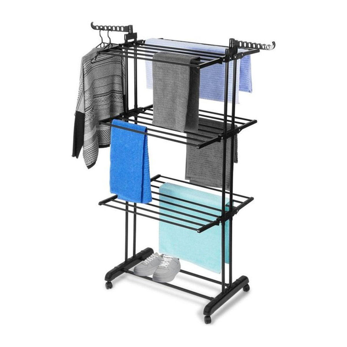 Vilde Vitrinenschrank aus Metall in Schwarz, modern und industrial, auf Rollen, B: 125 cm, H: 170 cm - Bild 1