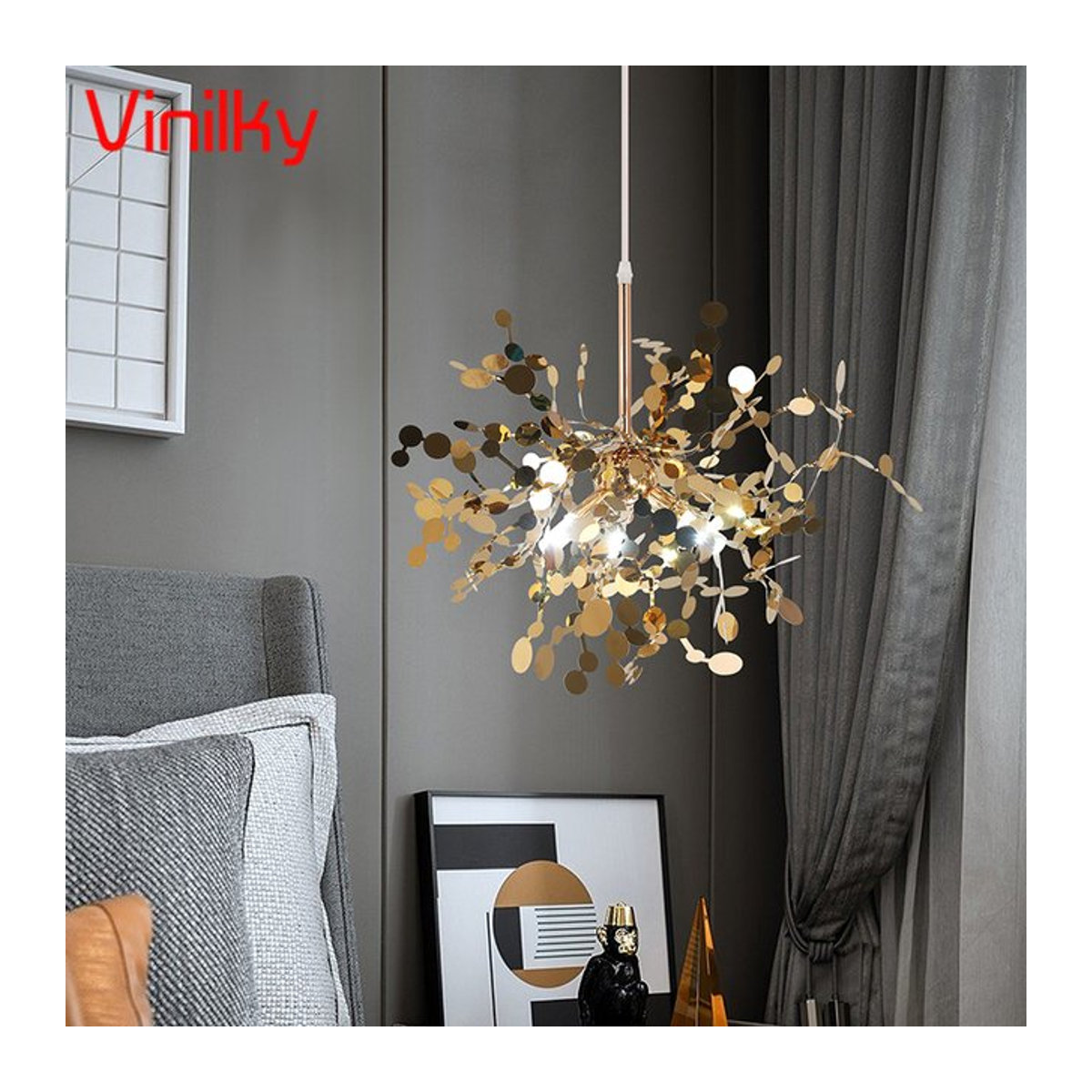 Vinilky Nordic LED Pendelleuchte aus Edelstahl in Gold/Silber für Wohnzimmer und Schlafzimmer - Bild 1
