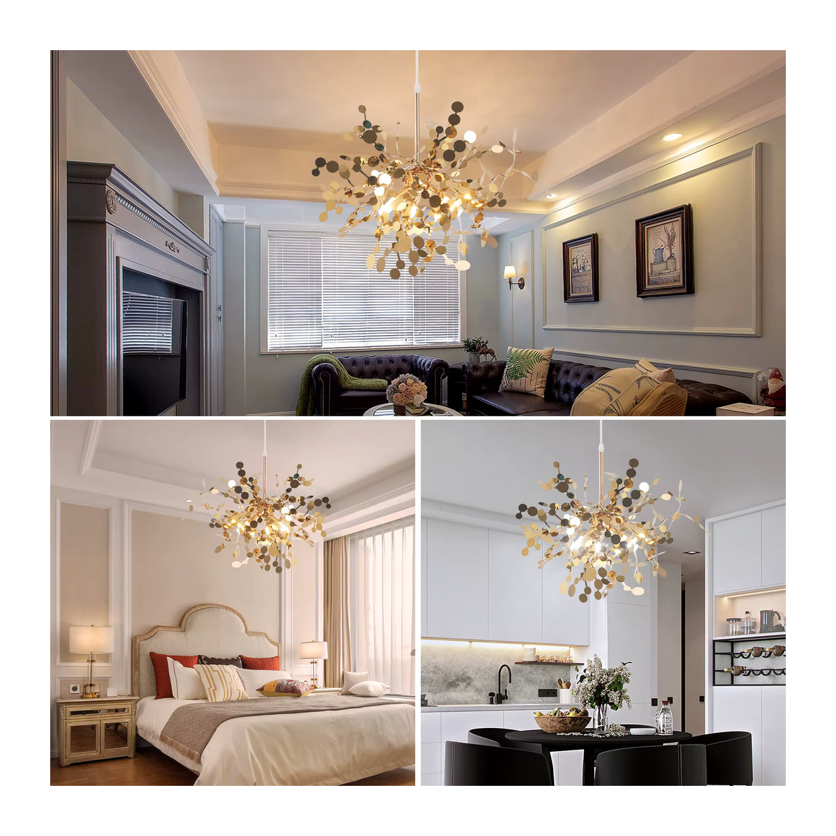 Vinilky Nordic LED Pendelleuchte aus Edelstahl in Gold/Silber für Wohnzimmer und Schlafzimmer - Bild 2
