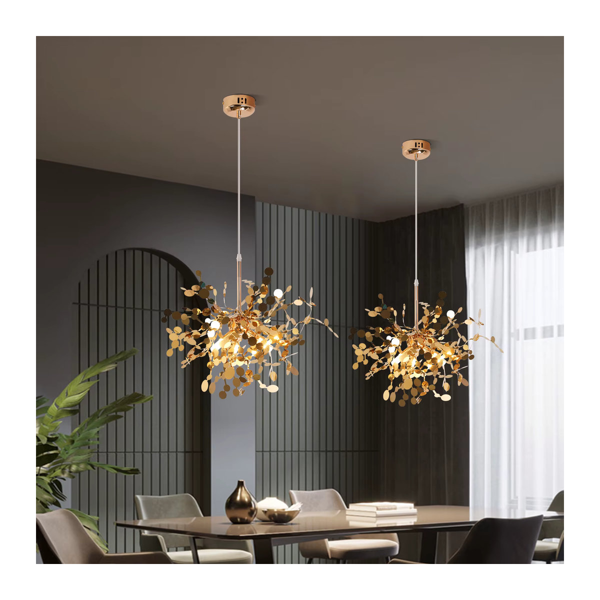 Vinilky Nordic LED Pendelleuchte aus Edelstahl in Gold/Silber für Wohnzimmer und Schlafzimmer - Bild 3