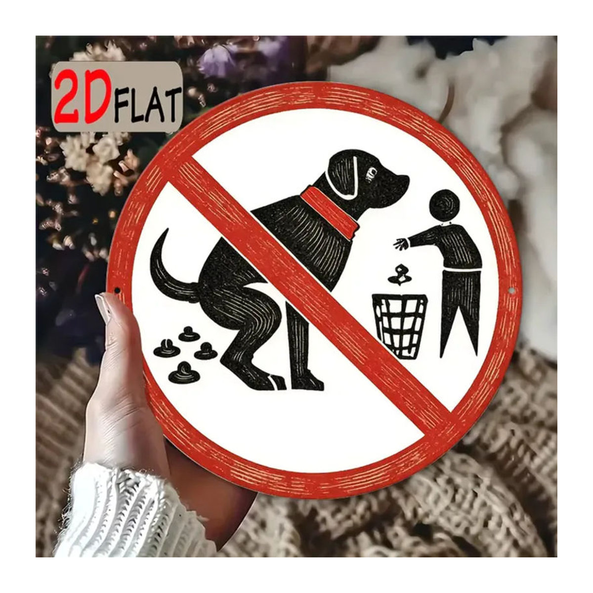 Vintage Aluminium-Schild CIFBUY Rund Keine Hundemistigkeiten mit Pfotenabdruck in Rot für den Außenbereich - Bild 4