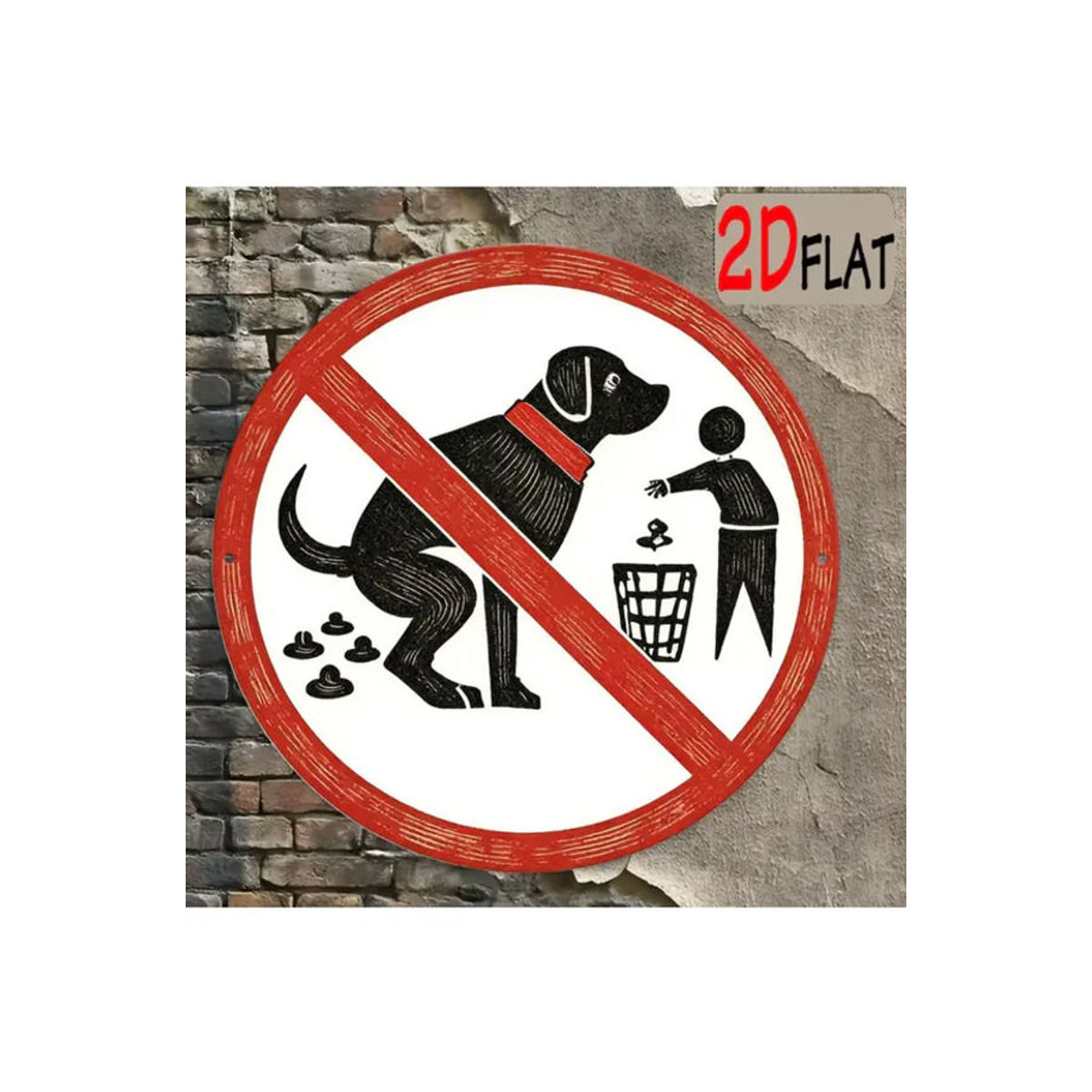 Vintage Aluminium-Schild CIFBUY Rund Keine Hundemistigkeiten mit Pfotenabdruck in Rot für den Außenbereich - Bild 7