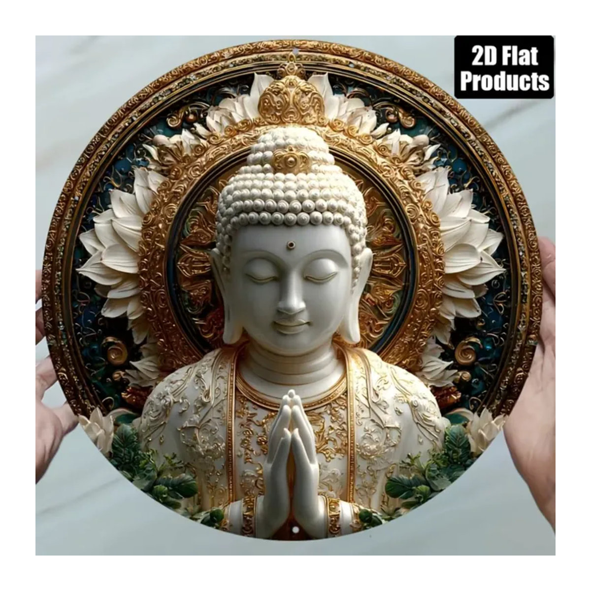 Vintage Buddha Rundes Aluminiumschild von CIFBUY, Mehrfarbig, Durchmesser: 20,32 cm - Bild 2
