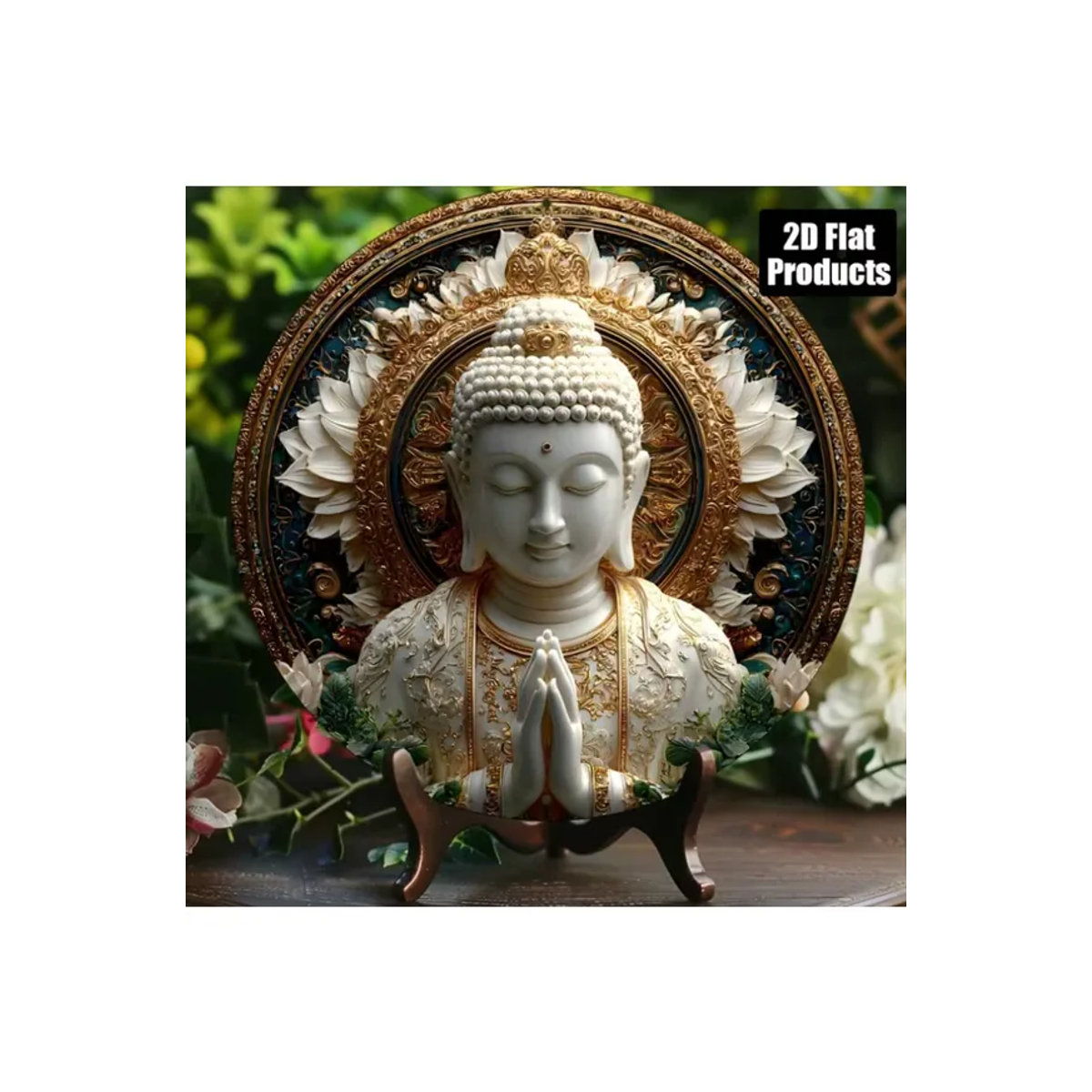 Vintage Buddha Rundes Aluminiumschild von CIFBUY, Mehrfarbig, Durchmesser: 20,32 cm - Bild 6