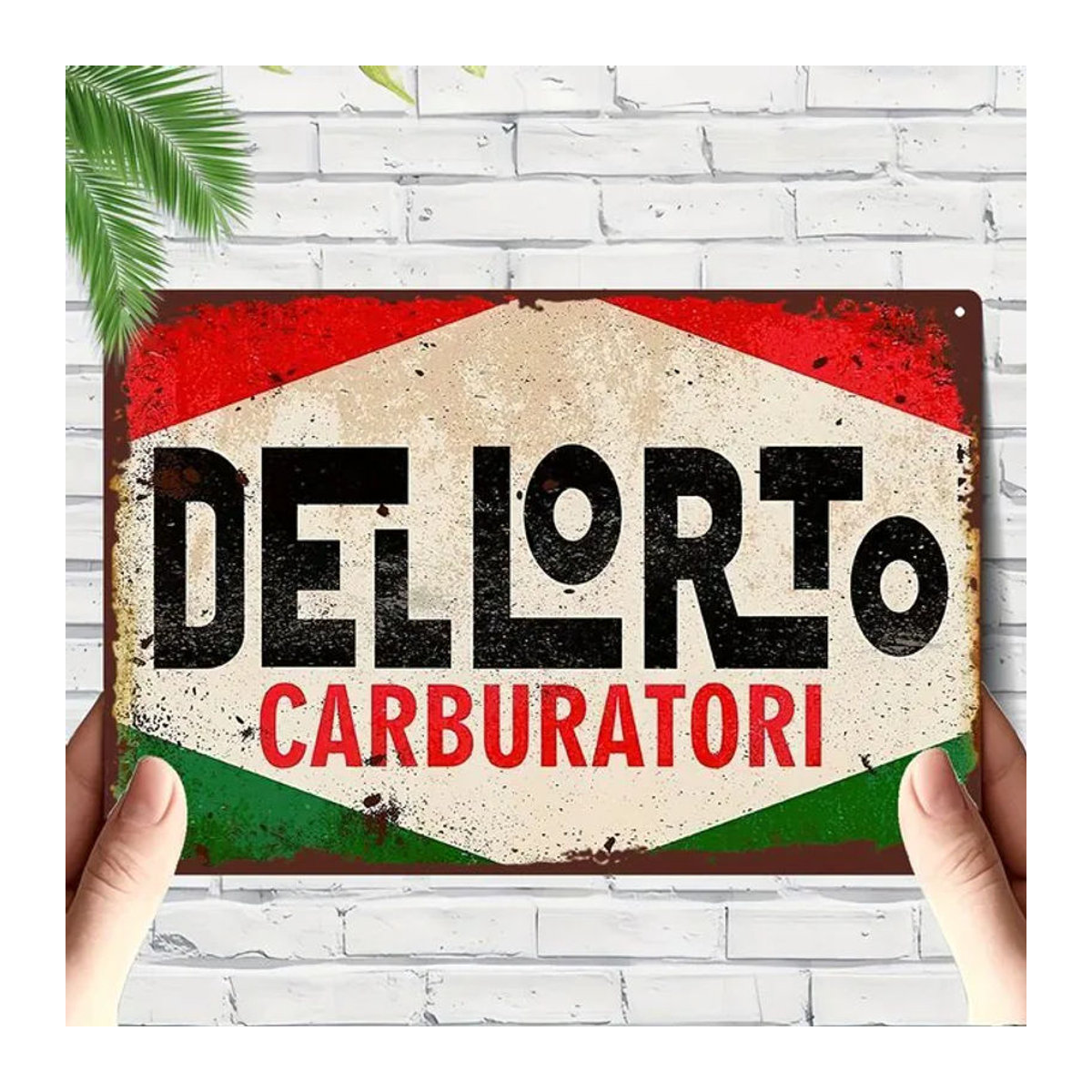 Vintage Dellorto Vergaser Metallschild als Wanddekoration in Mehrfarbig, B/H: 30 x 30 cm - Bild 1
