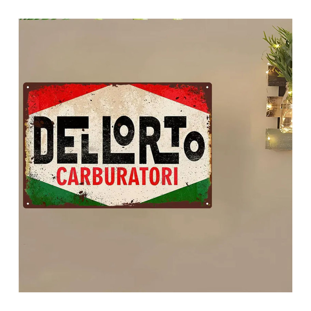 Vintage Dellorto Vergaser Metallschild als Wanddekoration in Mehrfarbig, B/H: 30 x 30 cm - Bild 3
