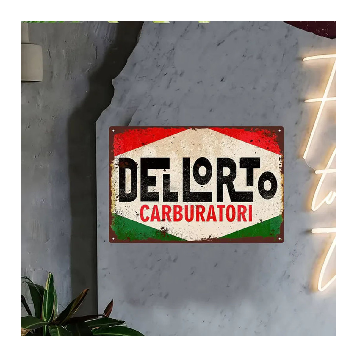Vintage Dellorto Vergaser Metallschild als Wanddekoration in Mehrfarbig, B/H: 30 x 30 cm - Bild 4