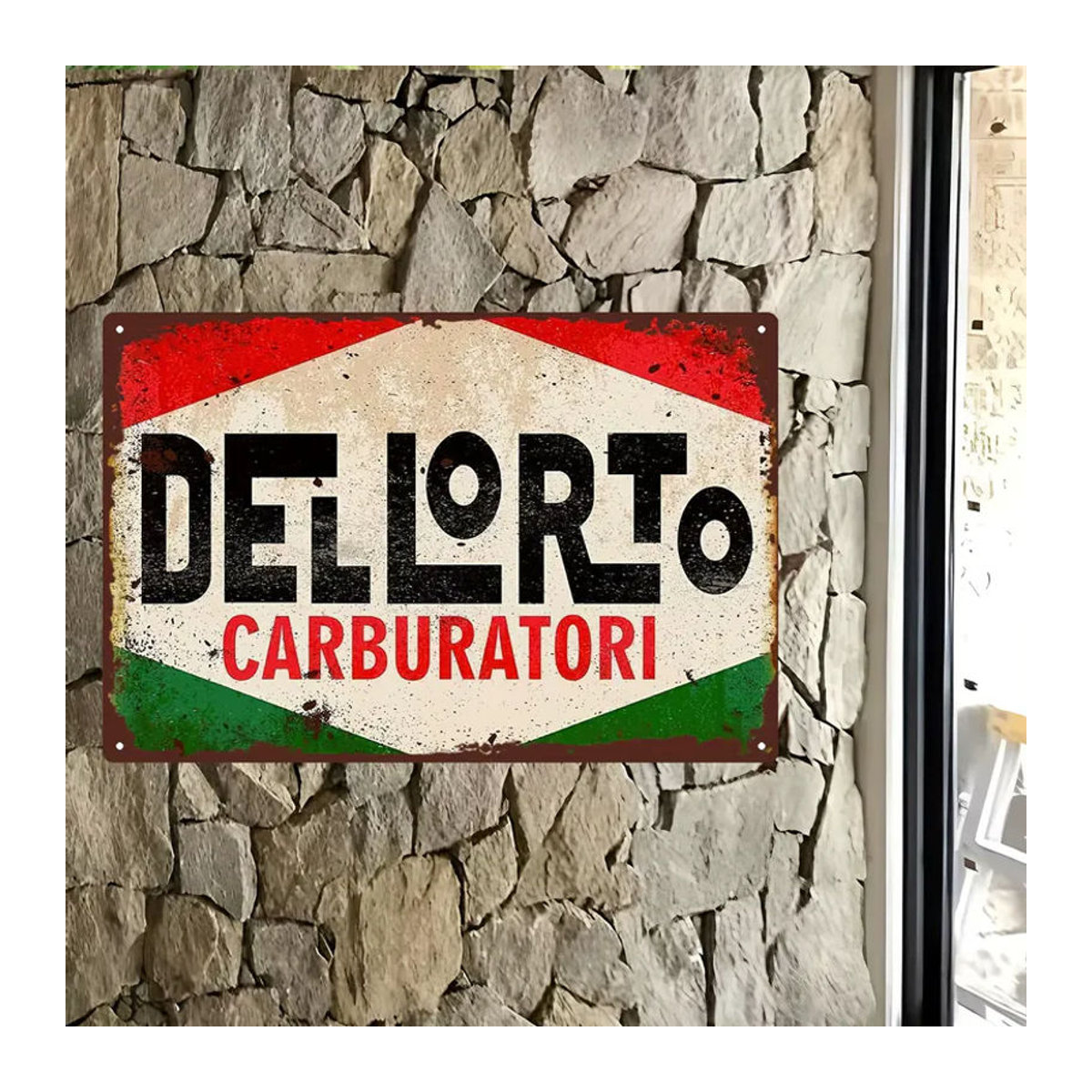 Vintage Dellorto Vergaser Metallschild als Wanddekoration in Mehrfarbig, B/H: 30 x 30 cm - Bild 5
