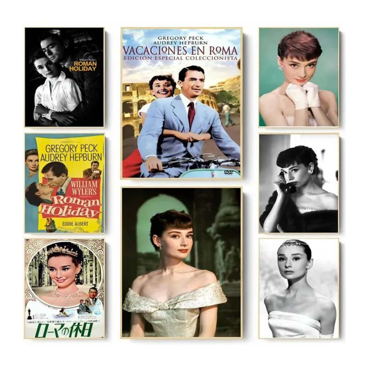 Vintage Film-Poster Roman Holiday von Kayou als wasserfester Wandkunst-Aufkleber in Mehrfarbig, Rechteckig - Bild 1